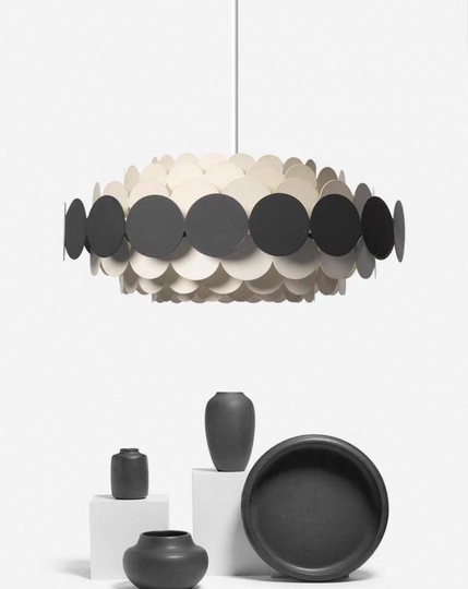 Люстра подвесная, черный, белый, ПММА, ADNAN 60*80, металл, Е14