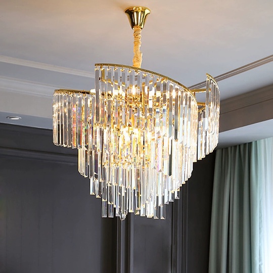 Люстра подвесная, золото, кристалл, HISA 60*35, металл, E14.