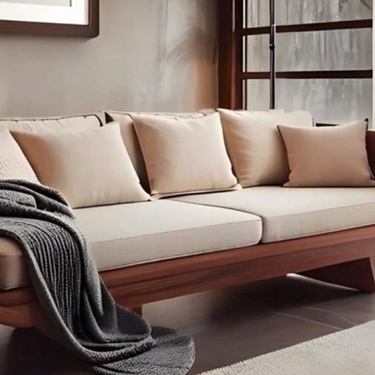 Прямой диван Catherine темный орех, кожа, 240*85*80 см