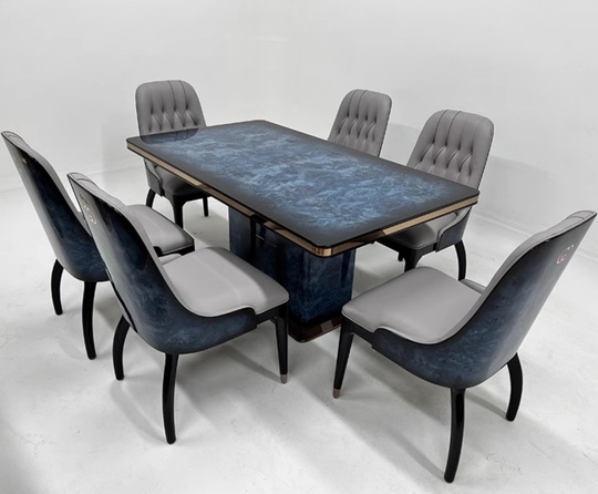 Обеденный комплект Avio, 150*90*76 см, голубой, дерево, 4 стула - стол обеденный в итальянском стиле