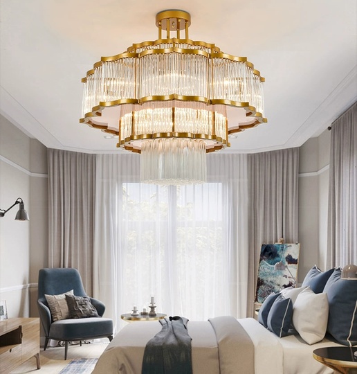 Люстра подвесная, золотой, стекло, AYDA 150*100, металл, E14.