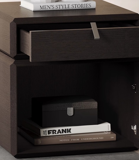 Тумбочка прикроватная с крутящимся ящиком, дымчатый цвет, 2 ящ., 50х50х46 см.