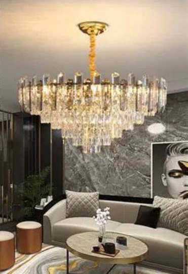 Люстра подвесная ALIM 98*67 золото, кристалл, металл, E14.