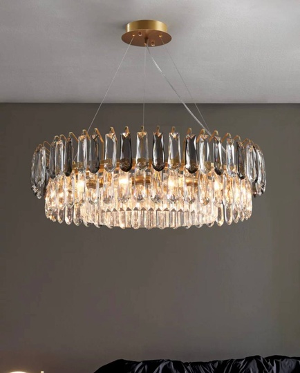 Люстра подвесная ARZU 80*22 золото, кристалл, металл, Е14.