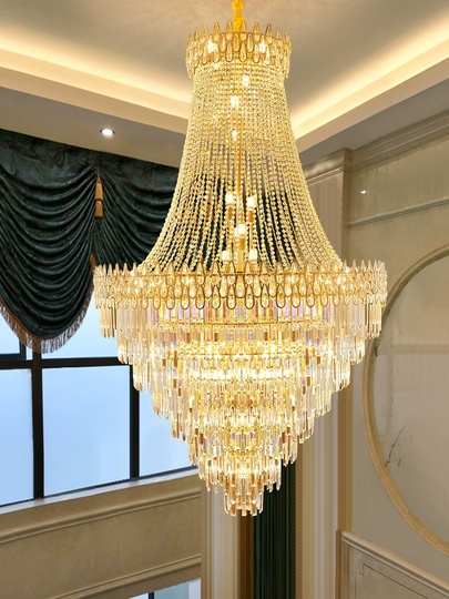 Люстра подвесная, золото, кристалл, ZACK 80*150 металл, E14.