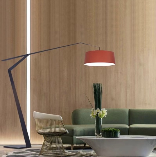 Напольный светильник черный с красным плафоном Lumens, E27, 15 Вт