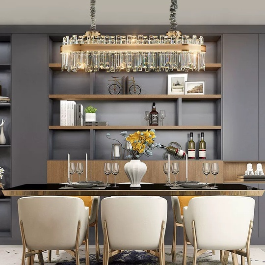 Люстра подвесная ERDI 80*28 золото, кристалл, металл, LED.