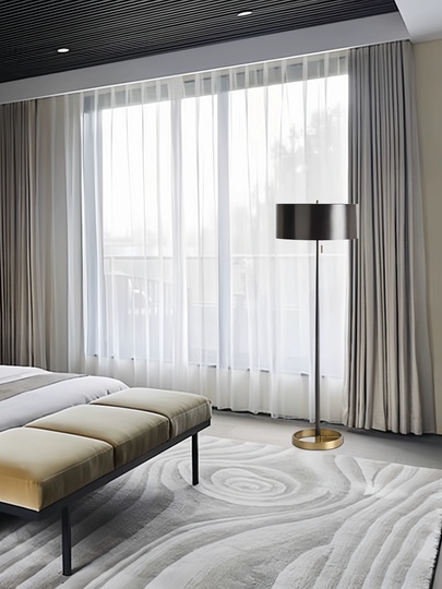 Торшер, медь, черный, Double Snade 155*50, светодиодный, Е27, металл, ПММА