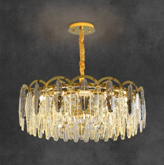 Люстра подвесная, медь, пепельный, кристалл, GUMUS 80*28, металл, Е14.