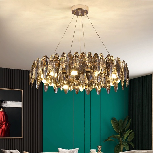 Подвесной светильник ABAZA 100*18, золотой, стекло, металл,  Е14.