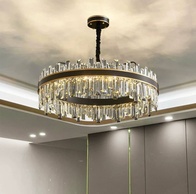 Люстра подвесная BIRGEN 100*23 золото, черный, кристалл, металл, E14.