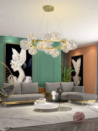Люстра подвесная, золото, стекло, CHAT GOLD 120*32, металл, LED