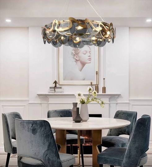 Люстра подвесная, медный, стекло, MODERN 80*25, металл, E14.