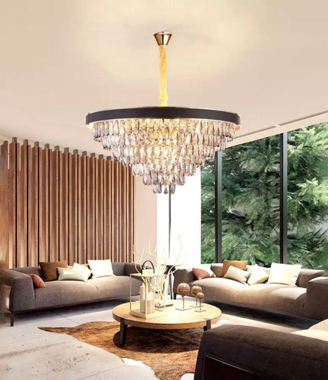 Люстра подвесная ALA 50*30 золото, кристалл, металл, Е14.