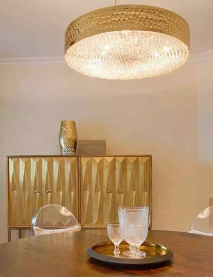 Люстра золотая Aurivex, металл, 80*16 см, подвесная, Е14