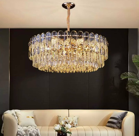 Люстра подвесная BIRCE 95*28 золото, кристалл, металл, E14.