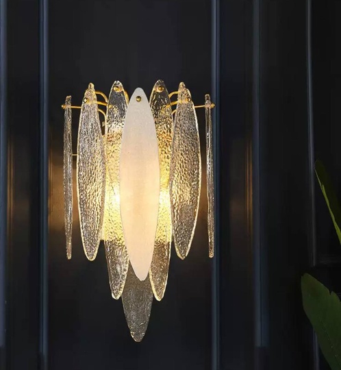 Настенный светильник, Бра TOM 32*40, прозрачный лед, стекло, металл, Е14.