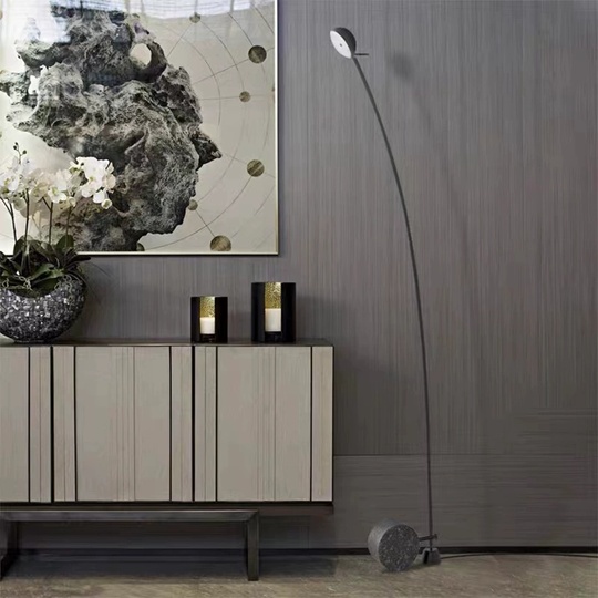 Торшер, черный, серый, Vegas 37*158, LED, металл, мрамор