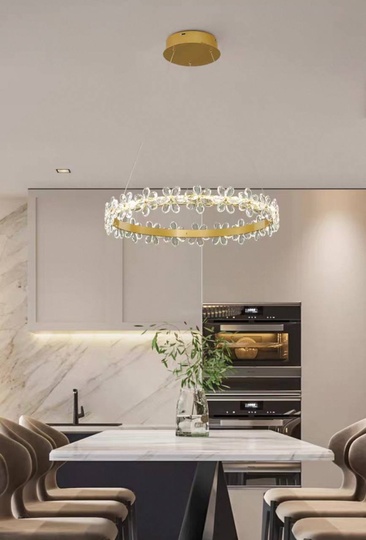 Люстра подвесная, золото, хрусталь, AXTON 100*120, металл, LED