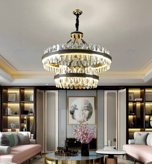 Люстра подвесная BIHTER 60*38 золото, кристалл, металл, LED.