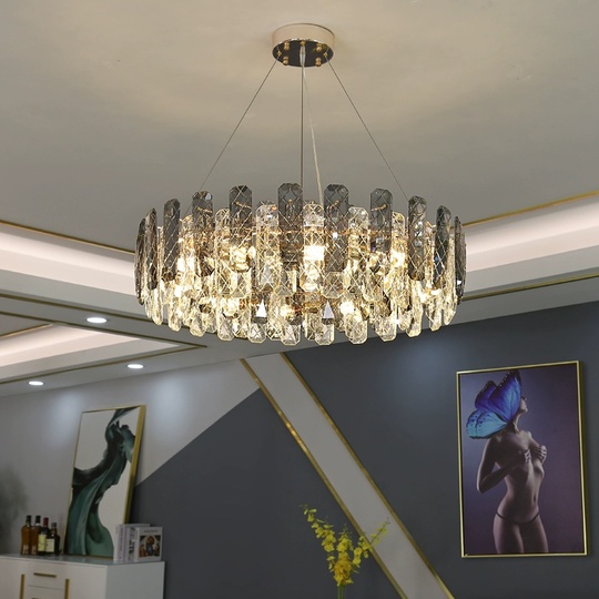 Люстра подвесная AKCICEK 60*22 дымчатый, стекло, металл, Е14.