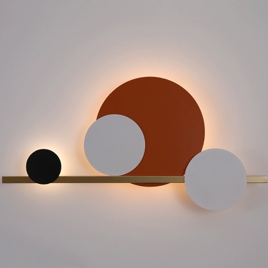 Настенный светильник, Бра MAX 60*30, оранжевый, белый, черный, медный, металл, LED.