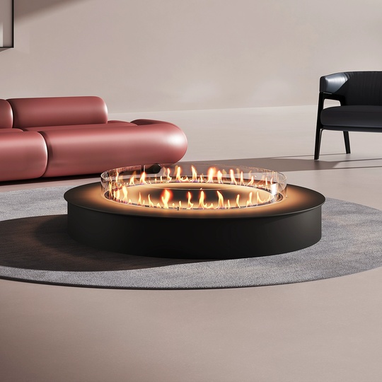 Дизайнерский камин с живым пламенем, черный, Fesco, 80*30 см, жидкостный