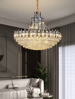 Люстра подвесная ERIS 50*50 золото, кристалл, металл, Е14.