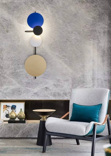 Настенный светильник, БРА HAKAN 36*98, синий, металл, LED.