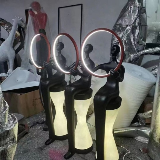 Торшер черный напольный Body lines, светодиодный led, стекловолокно