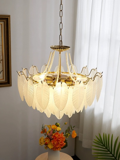 Люстра подвесная EZGI 80*40 золото, стекло, металл, Е14.