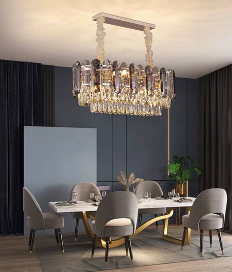 Люстра подвесная BERNA 100*30 дымчатый, стекло, металл, Е14.