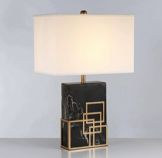 Настольная лампа MENGE 38*55, черный, камень, металл
