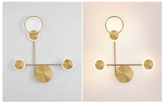 Настенный светильник, Бра, HAROLD 47*47, золотой, металл, LED.