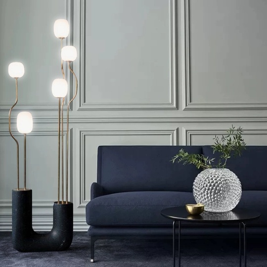 Торшер черный Virilo, 43*143 см, LED, G9*5, мрамор, 10 Вт