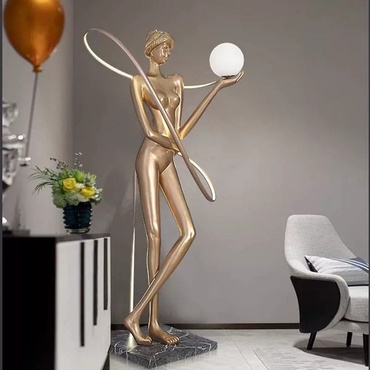 Торшер золото, мрамор Ribbon, 130*60*180 см, LED, Е27, смола, стекловолокно, 24 Вт