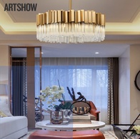 Дизайнерский светильник led 80*25 см, светодиодный, led, нержавеющая сталь, хрусталь, китай