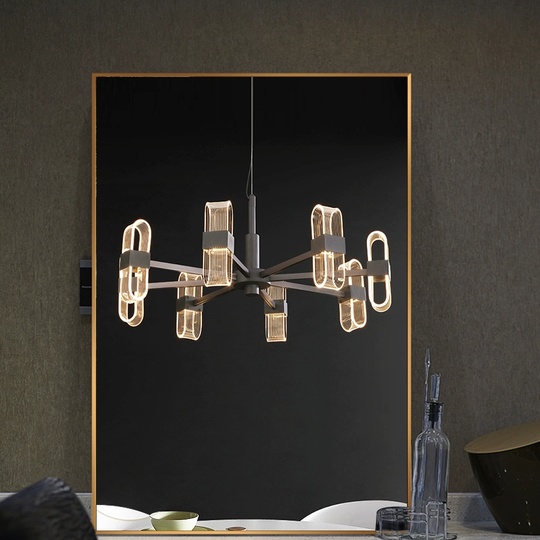 Люстра подвесная, черный, ПММА, AEGEN 65*30, металл, LED