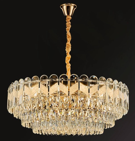 Люстра подвесная BIRCE 95*28 золото, кристалл, металл, E14.