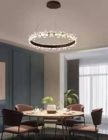 Люстра подвесная, черный, хрусталь, AXTON BLACK 40*120, металл, LED