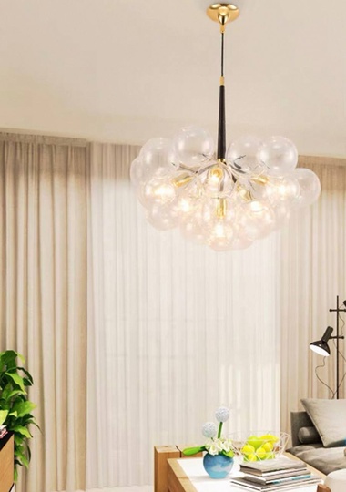 Люстра подвесная, черный, стекло, ABRAHAN 55*65, металл, Е27