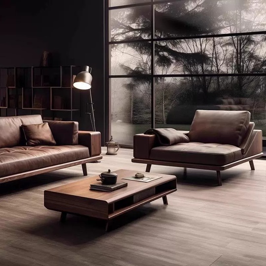 Прямой диван Taylor темный орех, кожа, 260*100*85 см