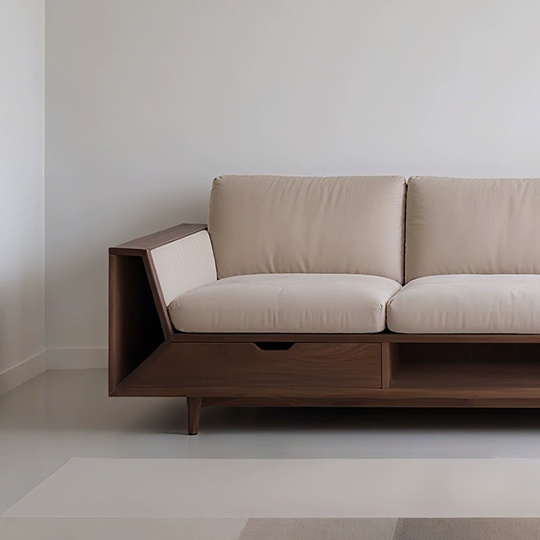 Прямой диван Adrian ясень орех, ткань, 240*85*80 см