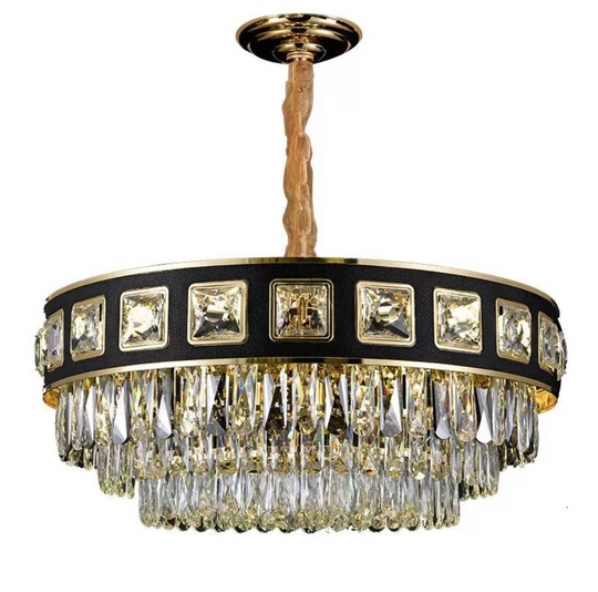 Люстра подвесная ALTIN 60*31 золото, черный, хрусталь, металл, E14.