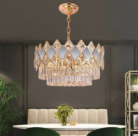 Люстра подвесная AKEL 50*28 золото, стекло, металл, Е14.