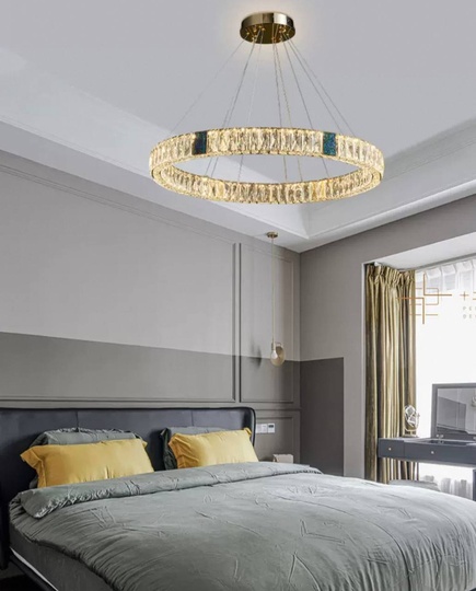 Люстра подвесная CEREN 100*150 золотой, хрусталь, металл, LED.