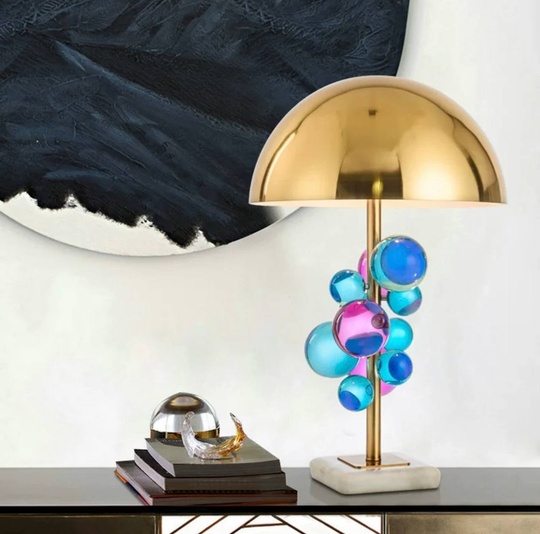 Настольная лампа SOSPESO 35*53, мрамор, кристалл, античная бронза