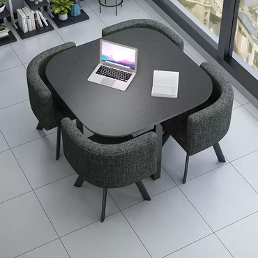 Обеденный стол и стулья, серый, 80 см, 4 стула.