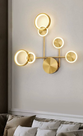 Настенный светильник, Бра, HENRY 57*62, золотой, металл, LED.