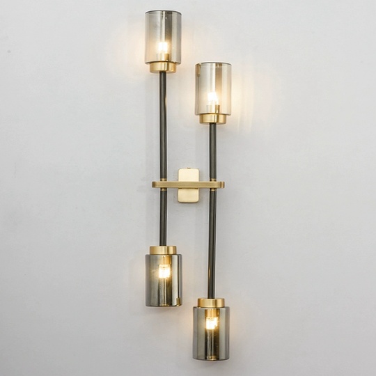 Настенный светильник BASTONI, Бра, 16*79 медный, черный, медь, стекло, G9.